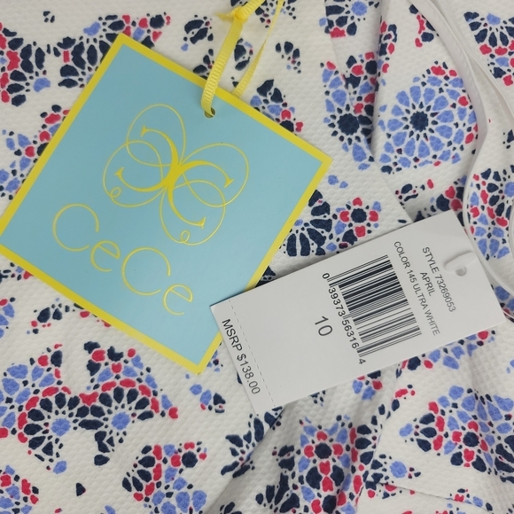 **NWT**‎ CeCe "APRIL" Cutout Fit and Flair Ultra White Dress - Picture 11 of 12